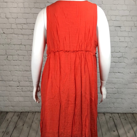 NY Collection Orange Crochet Trim Maxi Dress 3XP - Picture 3 of 7